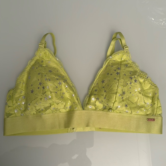 FINAL SALE‼️NWT Pink VS Bralette Lace Lime Green M - Picture 1 of 6